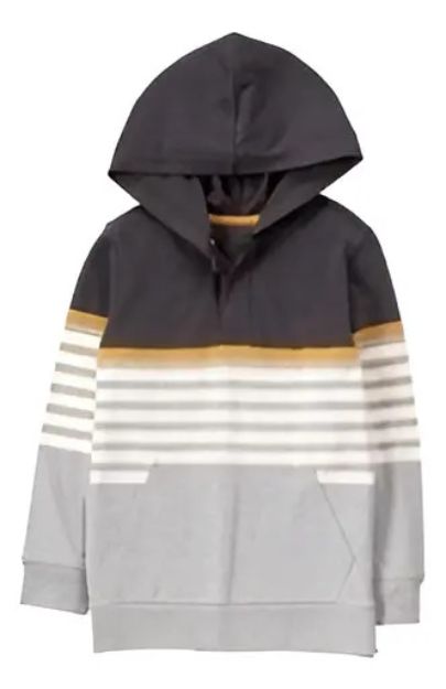Imagen de Remera Mangas Largas Con Capucha Crazy8 Varon Algodon Gris M Rayas