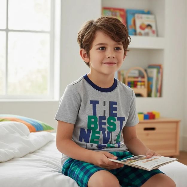 Imagen de Pijama Corto Algodon Con Short Crazy8 Para Varon Cuadros  Gris-agua 12