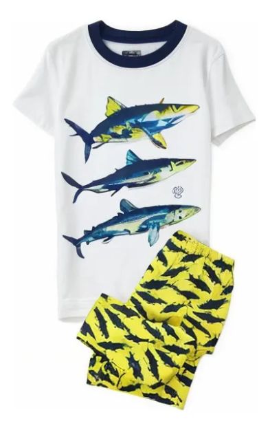 Imagen de Pijama Corto De Algodon Con Short Crazy8 Para Varon Tiburon Blanco-azul 12