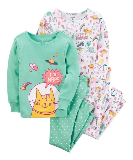Imagen de Set De 2 Pijamas Carter´s I Love Snap Gatito Turquesa 6