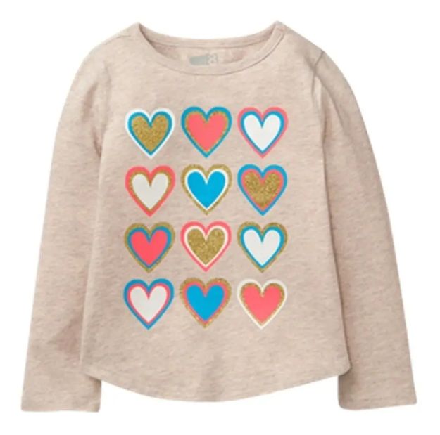 Imagen de Remera Crazy8 Beige Corazones Mangas Largas Nena Algodon Beige Corazones 12-18 Meses Liso