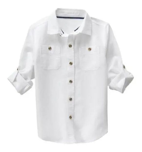 Imagen de Camisa De Vestir Crazy8 Blanca Tela Hilo Mangas Largas Varon Blanco Liso M