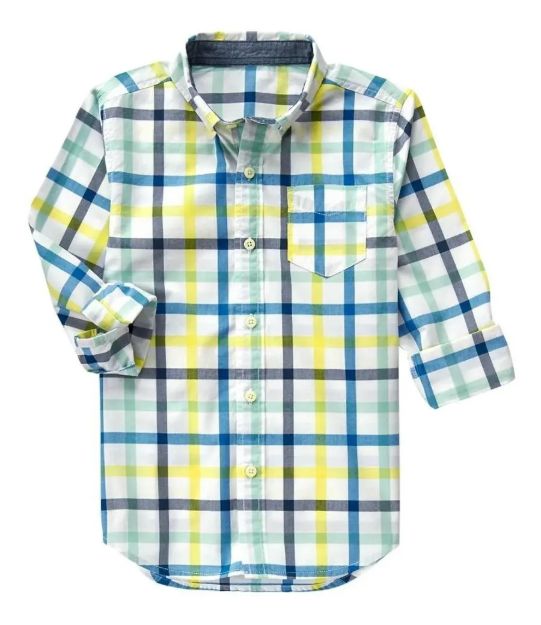 Imagen de Camisa Crazy8 A Cuadros Tela De Algodón Mangas Largas Varon Ocre-azul Marino M