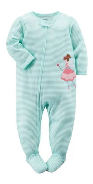 Imagen de Enteritos Pijamas Con Pie Algodón Bailarina Rayado Bebés Turquesa 18 Meses
