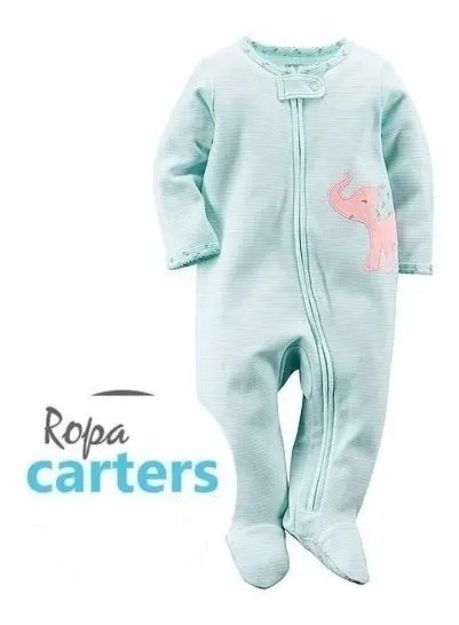 Imagen de Enteritos Pijamas Con Pie Elefante Color Aqua Nena Algodón Agua 9 Meses