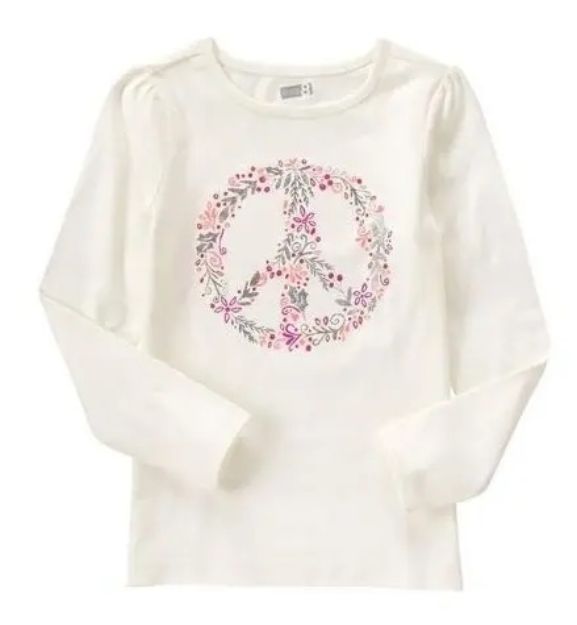 Imagen de Remera Crazy8 Beige Mangas Largas Nena Floral Algodón Crema Floreado Xs Liso