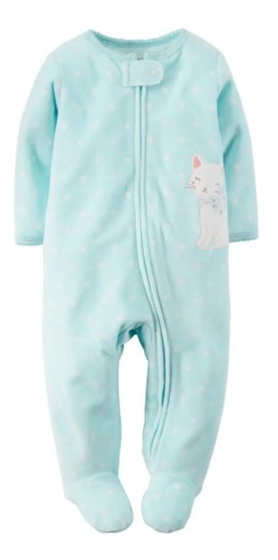 Imagen de Enterito Polar Pijama Con Pie Aqua Gatita Nena Algodon Agua 9 Meses