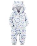 Imagen de Enterito Pijama Carter´s Floral Con Capucha Y Orejitas 3d Blanco 12 Meses