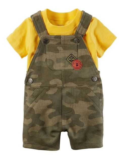 Imagen de Conjunto Enterito Con Peto Y Remera Camuflaje Varon  Amarillo 18 M