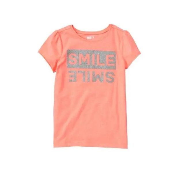 Imagen de Remera Smile Coral Mangas Cortas Crazy8 Niñas Algodon Salmón Letras L Liso