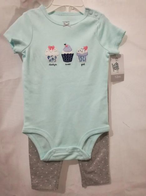 Imagen de Conjunto Carter´s Calza Y Body Mangas Cortas Dulces Nena Celeste 12 Meses
