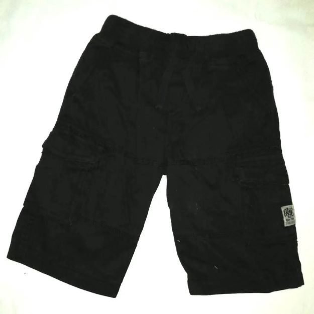 Imagen de Bermuda Short Cargo Negro Con Cordón Bebés De 6 A 9 Meses Negro Liso 6-9 Meses