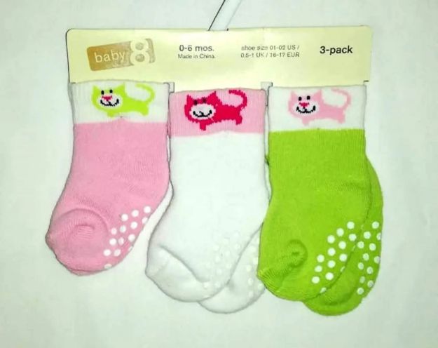 Imagen de Pack X3 Medias Crazy8 Para Bebés De 0 A 6 Meses Nena Algodón Rosa Gatito 0-6 Meses