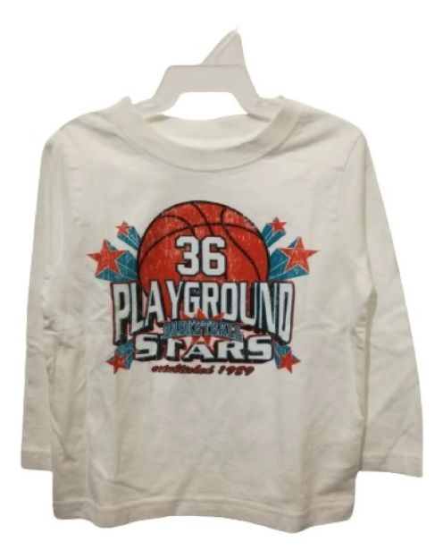 Imagen de Remera Mangas Largas Blanca Algodón  Basquet Bebés Blanco Baloncesto 18-24 Meses Liso
