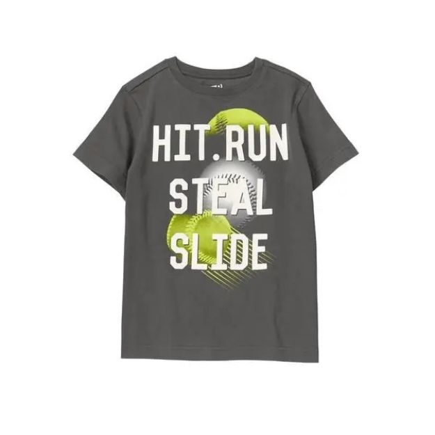 Imagen de Remera Gris Manga Corta Crazy8  Algodón Niños Hit Run Verano Gris-blanco Hit Run Xs Liso
