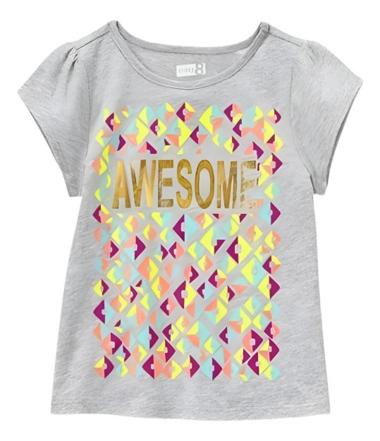 Imagen de Remera Manga Corta Algodón Gris Awesome Crazy8 Niñas Verano Plateado 5t Geométrico