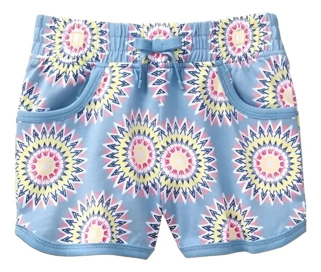 Imagen de Shorts Corto Playero Con Bolsillos Y Lazito Algodón Niñas  Celeste M
