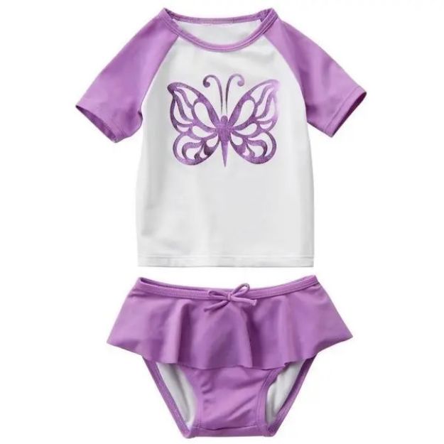 Imagen de Set De Malla Con Remera Crazy8 Playa Protección Uv Niñas Lila 5