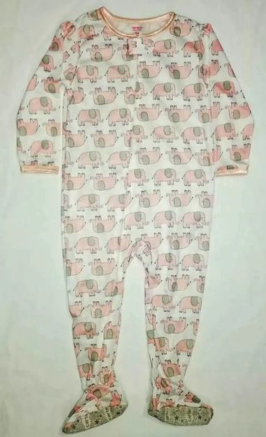 Imagen de Pijama Enterito Mangas Largas Carters Elefantes Con Pie  Blanco-rosa