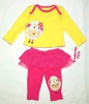 Imagen de Set Remera Mangas Largas Y Calza Pollera Nuby Algodon Bebes Amarillo 12 Meses