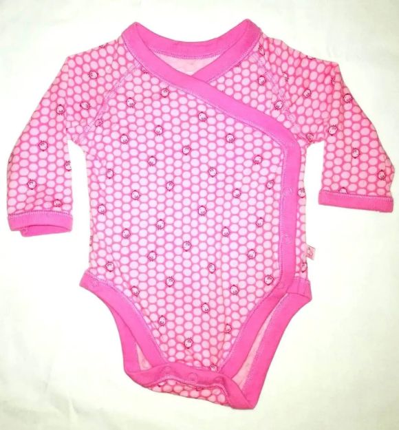 Imagen de Body Cruzado Mangas Largas Para Bebés De 0 A 3 Mese Algodón Rosa Chicle 0-3 Meses