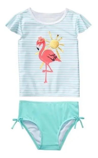 Imagen de Conjunto Playa Malla Con Remera Crazy8 Proteccion Uv Niñas  Turquesa 3