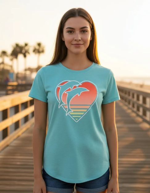 Imagen de Remera Mangas Cortas Crazy8 Turquesa Delfines Algodón Turquesa Xl Delfines