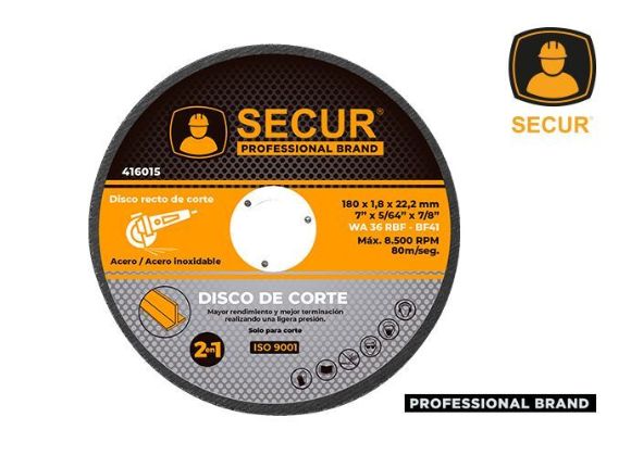 Imagen de Disco corte 7"- 180 x 1.8mm Secur- Ynter Industrial