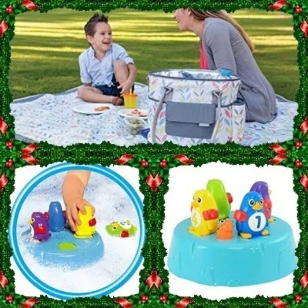 Imagen de Pack Regalo Juguete Isla Pinguinos Con Bolso Térmico Picnic