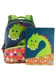 Imagen de Mochila Escolar Jjcole Dragón Con Carpeta Niños De 3 Años+ Verde Musgo