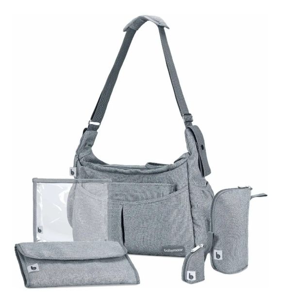 Imagen de Bolso Bandolera Maternal Urban Gris Babymoov Con Accesorios Gris Oscuro Liso