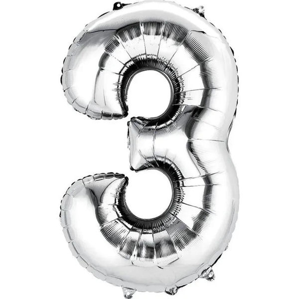 Imagen de Globo 16" Plateado Numero 3
