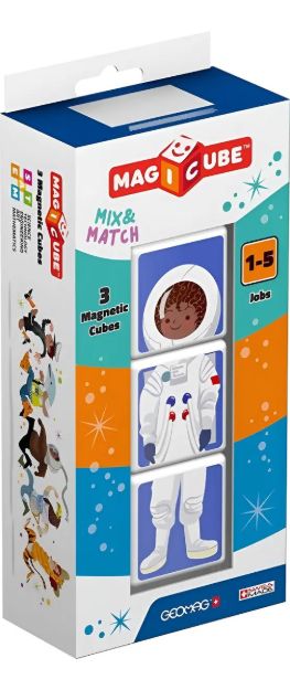 Imagen de Puzzle Cubos Magnéticos Profesiones Geomag 3 Piezas Didacti Azul