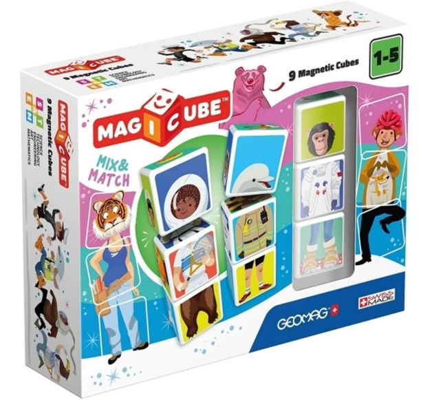 Imagen de Cubos Puzzles Magnéticos Magicube Animales Personas 9 Piezas Turquesa