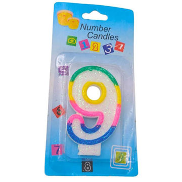 Imagen de Vela Numero 9 Borde Multicolor