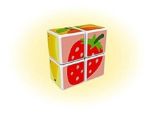 Imagen de Puzzle Cubos Magnéticos Frutas Geomag 4  Piezas Didácticos Verde Musgo