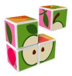 Imagen de Puzzle Cubos Magnéticos Frutas Geomag 4  Piezas Didácticos Verde Musgo