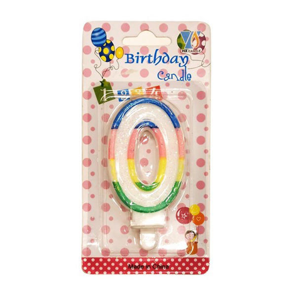 Imagen de Vela Numero 0 Borde Multicolor
