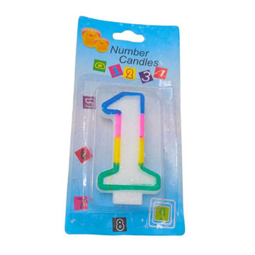 Imagen de Vela Numero 1 Borde Multicolor