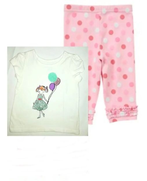 Imagen de Set De Remera Con Calza Para Bebés De 9 A 12 Meses  Blanco Y Rosa 9-12 Meses