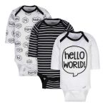Imagen de Pack De 3 Bodies Mangas Largas Hello Gerber Bebés Algodon Blanco 12m