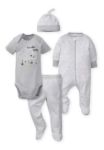 Imagen de Conjunto De Bodie, Enterito Pantalón Gorro Corderito Gerber  Gris 0-3m