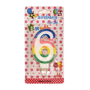 Imagen de Vela Numero 6 Borde Multicolor