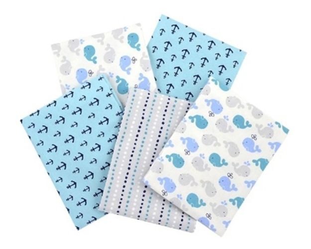 Imagen de Packs De 5 Mantas De Franela Para Bebés Ballena Azul Gerber
