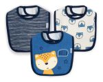 Imagen de Pack De 3 Baberos De Tela Impermeable Gerber Algodón Zorros  Terry Bib Boy Fox Azul One Size