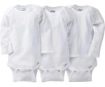 Imagen de Pack De 3 Bodies Blancos Mangas Largas Algodón Gerber Bebés Blanco 24 Meses