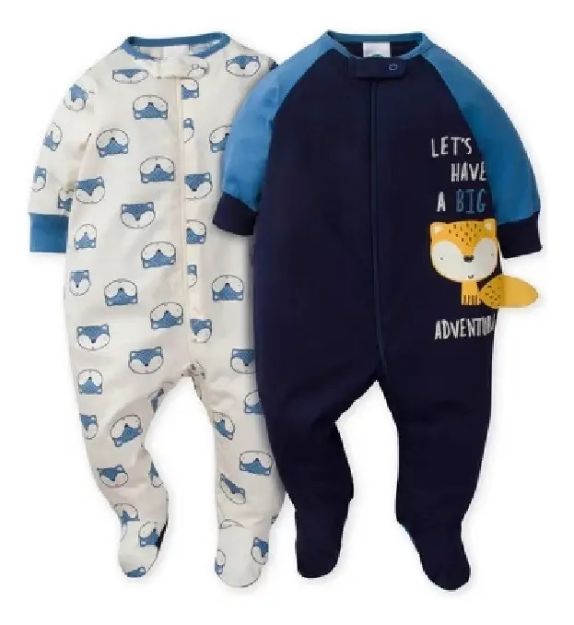 Imagen de Pijamas Enteritos Bebé Zorro Azul Algodón Gerber 2 Piezas Azul Zorritos Rn