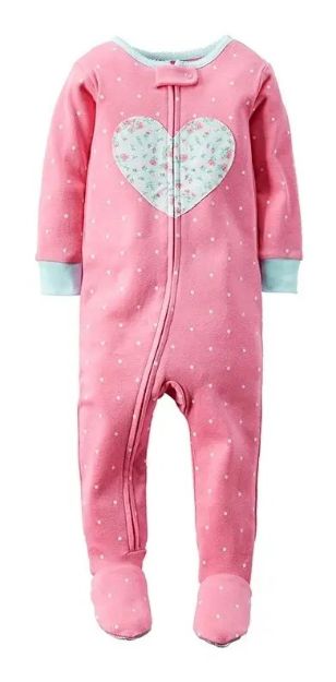Imagen de Enterito Pijama Con Pie Corazon Rosado Algodon Rosa 24 Meses