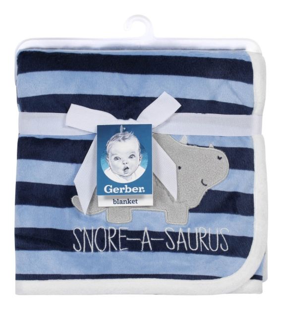 Imagen de Mantas Plush Corderito Dino Azul Bebés Gerber Grande