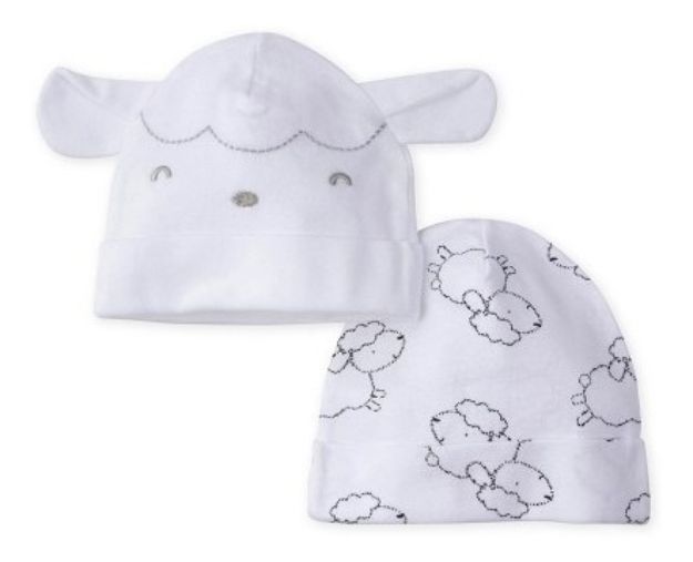 Imagen de Set De 2 Gorros Algodón Corderito Gerber Bebés De 0 A 6 M Blanco 0-6 M